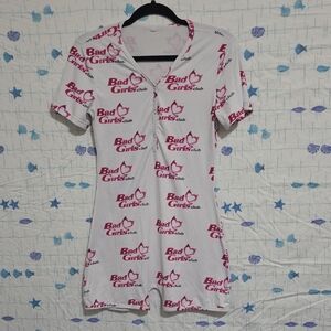 White and Pink Graphic Onesie